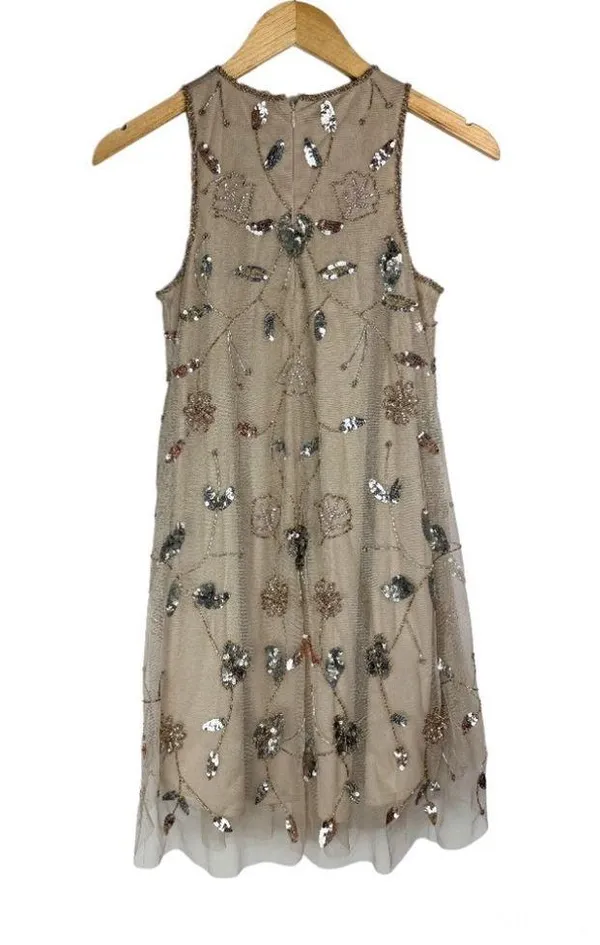 NWT Altar’d State Embellished Jewel Beaded Swing Dress Sz Small Mini Mesh Tulle - Image 3