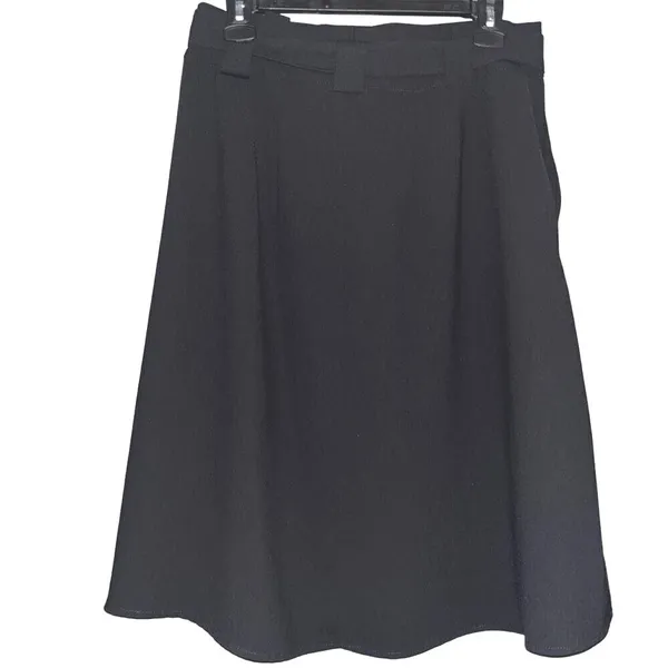 Express Black A-Line Tie-Waist Midi Skirt Size S Career Professional Solid Crepe - Image 2