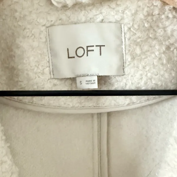 LOFT Double Breasted Midi Boucle Jacket in Cream - Size S - Image 7
