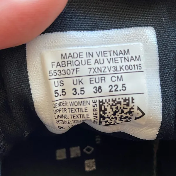 Converse Black Womens Sneakers size 5.5 - Image 9