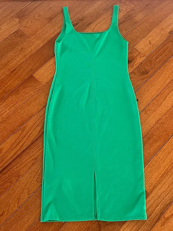 Zara Green Square-Neck Midi Bodycon Tank Dress New Without Tags - Image 2
