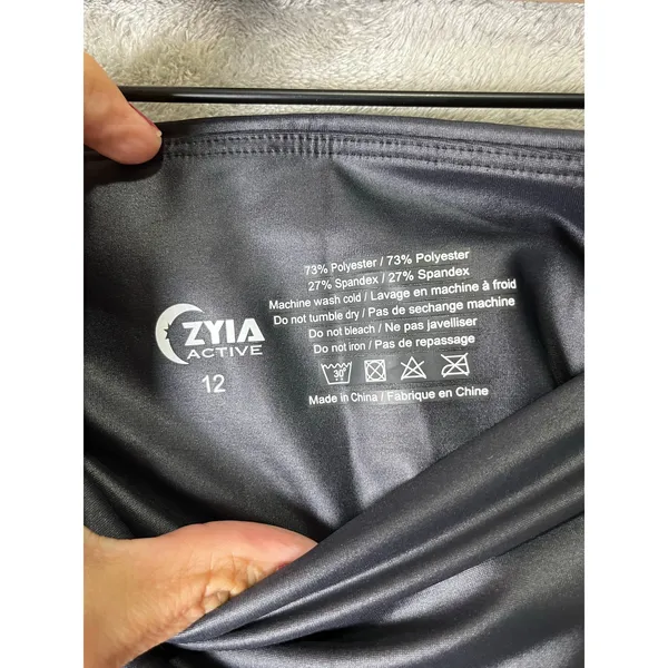 Zyia Active Light n‎ Tight Hi Rise 7/8 Leggings Black Reflective Metallic 12 New - Image 7