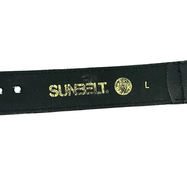 Sunbelt Womens Leather Belt Black Southwestern Silver Concho Emblems Western L - Image 8