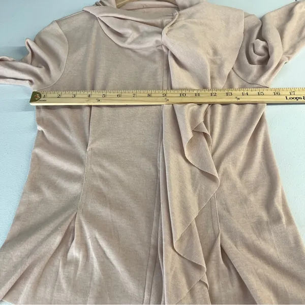 Elegant Lightweight‎ Cotton Blend Ballet Pink Ruffle Zip Front Cardigan Size M - Image 13