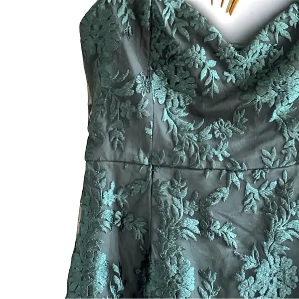 Lulus What a Knockout Forest Green Embroidered Strapless Dress - Image 3