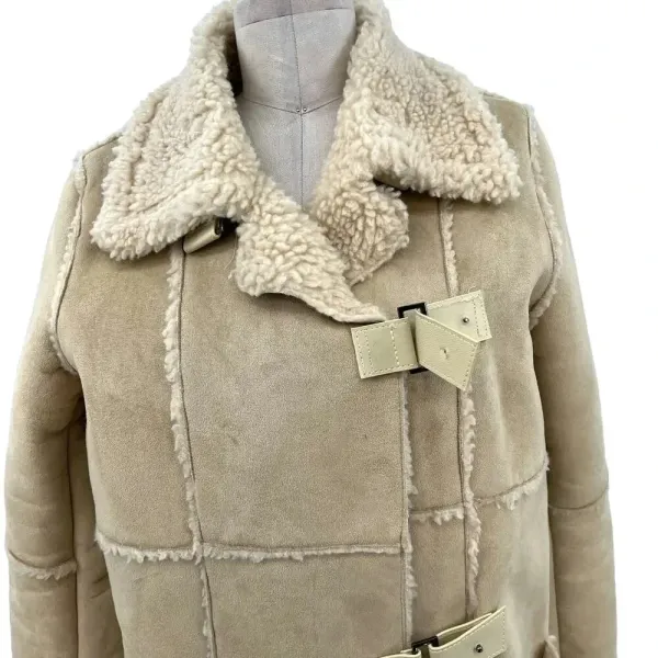 Moon River Borg Lined Duffle Coat Faux Suede Sherpa Penny‎ Lane Size Medium - Image 4