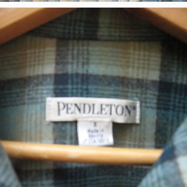 Green Plaid Wool Shirt Top - Image 6