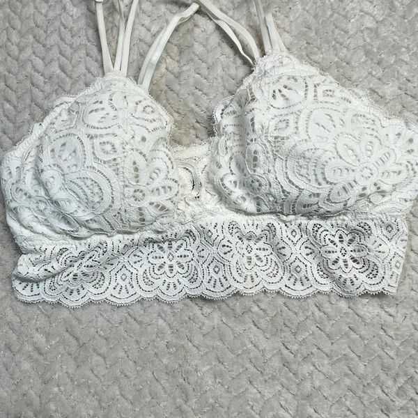 Aerie‎ White Strappy Lace Bralette with padding Size Medium - Image 3