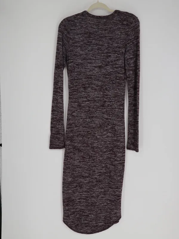Wilfred Free Aritzia Dress Medoum Burgundy Marled Long Sleeve Scoop Neck Stretch - Image 9