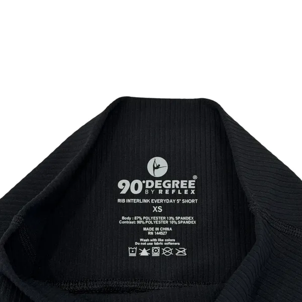 90° Degree by Reflex Womens XS Biker Shorts Black 5" Rib Knit Stretch - Image 3