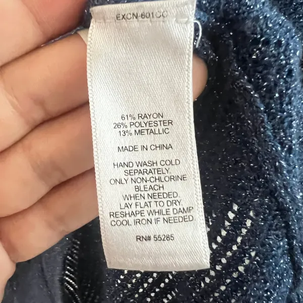 Vintage Express Sweater Top Small Blue Metallic 2000s Y2K Mc Bling - Image 4