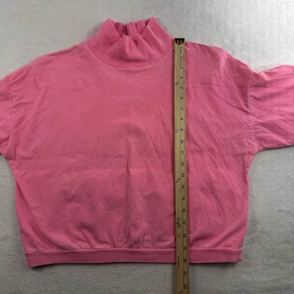 Vtg 90s L Large Mock Neck Long Sleeve‎ Shirt B'ZRQ Hot Pink Grunge Skater Edgy - Image 9