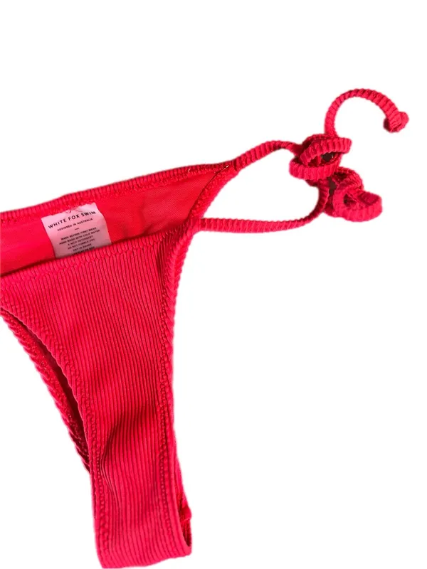 White Fox Swim "By The Pool" Ribbed Bikini Bottoms in Red - Size Small - Image 4