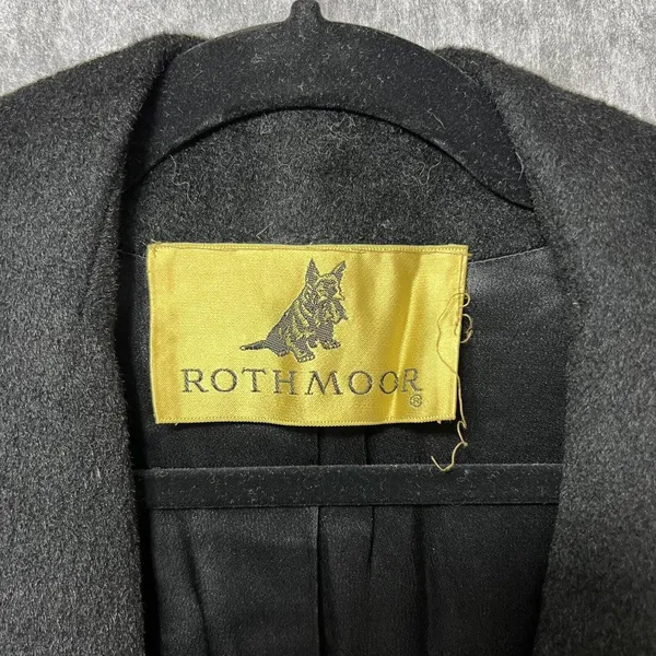 Vintage Rothmoor Coat Black Wool‎ 40s 50s Mid Century Union Made A Line Overcoat - Image 4
