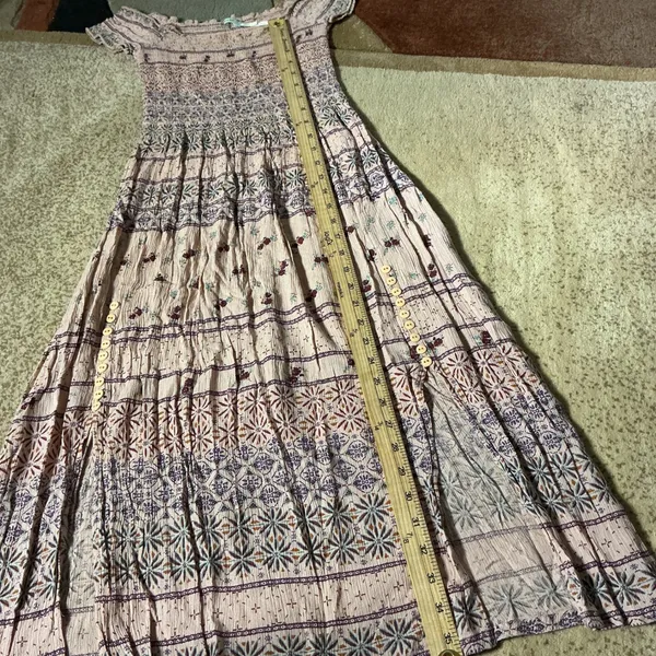 Kimchi Blue Cottagecore Pink Smocked Boho Floral Peasant Midi Dress S OB480474‎ - Image 3