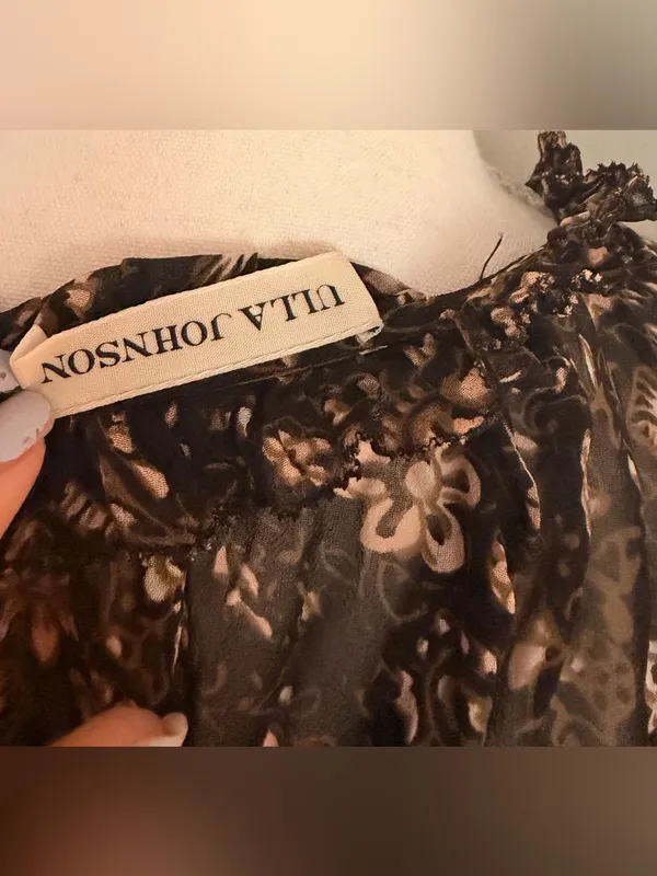 Ulla Johnson Black Floral Asymmetrical Midi Dress 100% Silk - Image 7