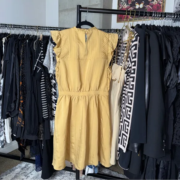 Club Monaco Mustard Ruffle Sleeve Fit And Flare Dress Womens 6 New NWT - Image 7