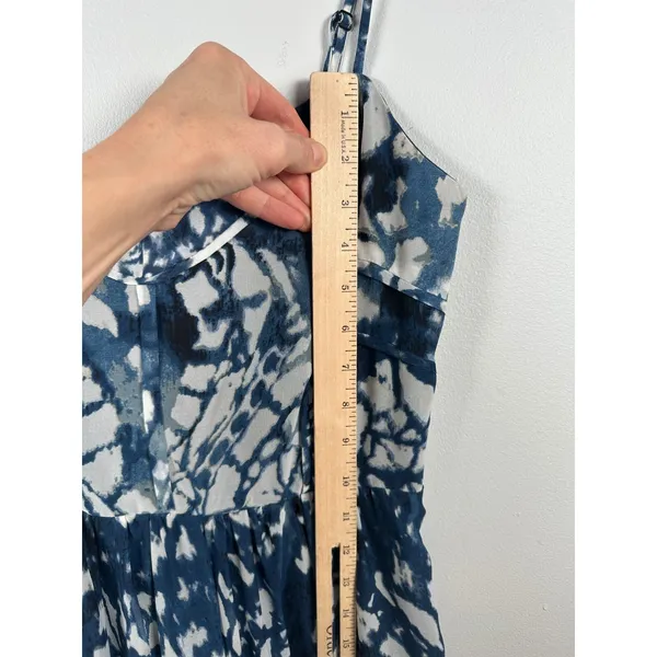 Betsey Johnson Size 6 Maxi Dress Womens Tie Dye‎ Deep V Blue White Sweetheart - Image 10