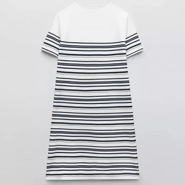 Nwt Zara Women'S Striped Knit Mini Dress White /Navy Size M 3859/035 - Image 2