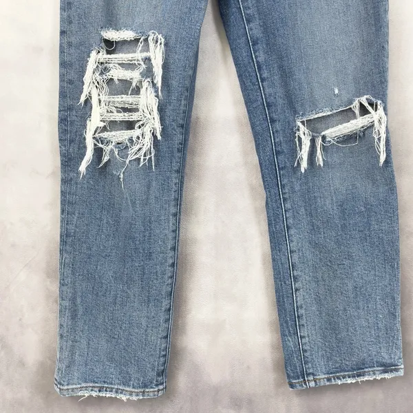 Abercrombie Fitch Womens Jeans 25 Distressed Boyfriend Mid Rise Raw Hem‎ Edgy - Image 3
