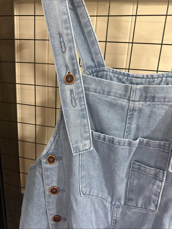 Light Blue Distressed Denim Overalls - Women Jeans - Image 3
