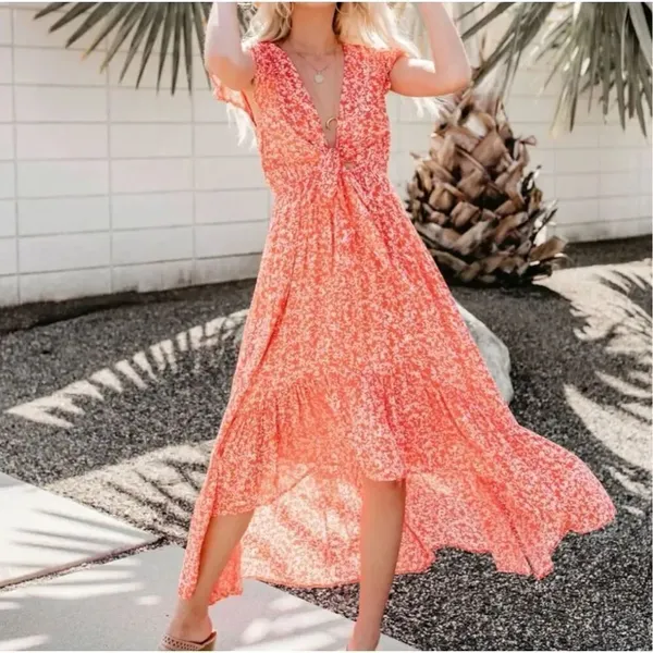 ✨Vici Kissed By The Sun High Low Pocketed Tie Maxi Sz Medium Dress✨ - Image 4