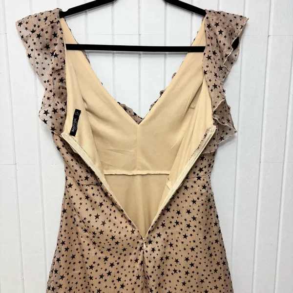 Nasty Gal Cream Mini Sundress with stars Sleeveless Scoop Neck size‎ 4 - Image 6