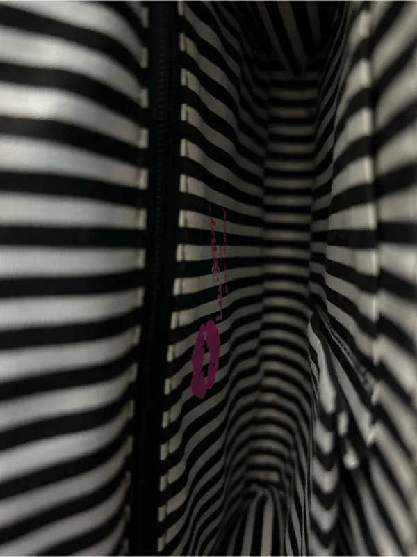 Betsey Johnson Black Glitter Heart-Eyes Crossbody Bag Striped Inside - Image 12