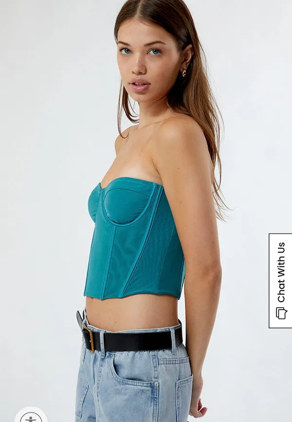 Pacsun Blue/Green Corset Top - Image 2