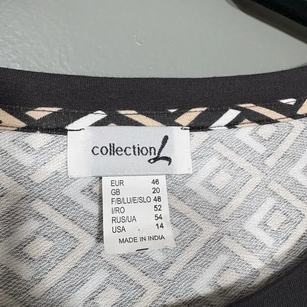 Collection L T-Shirt Dress Black & Tan Geometric Casual - Women's Plus Size 14 - Image 5