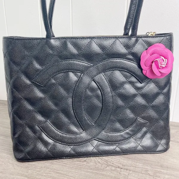 Camellia Flower Vegan Leather Magnetic Bag Charm - Image 5