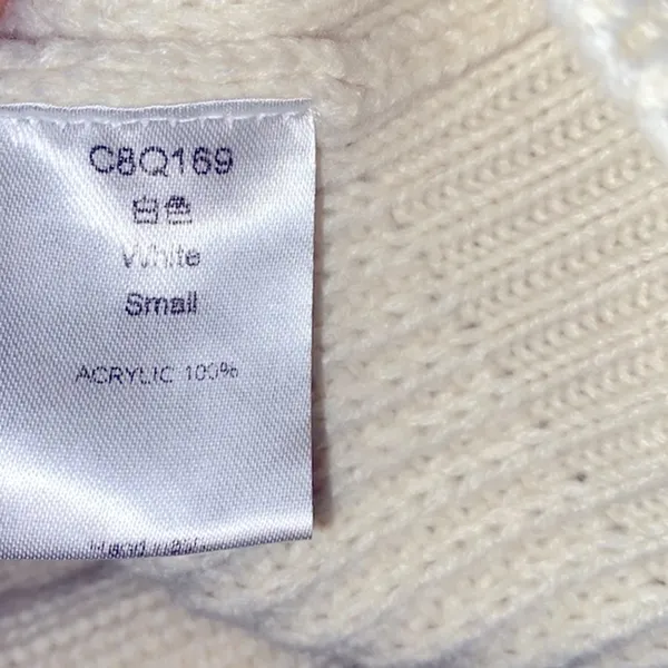 TURTLENECK ivory color cable knit sweater size small oversized - Image 4
