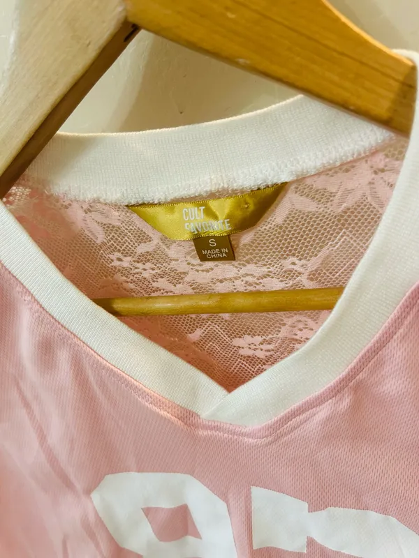 Pink Lace Jersey Crop Top - Image 3