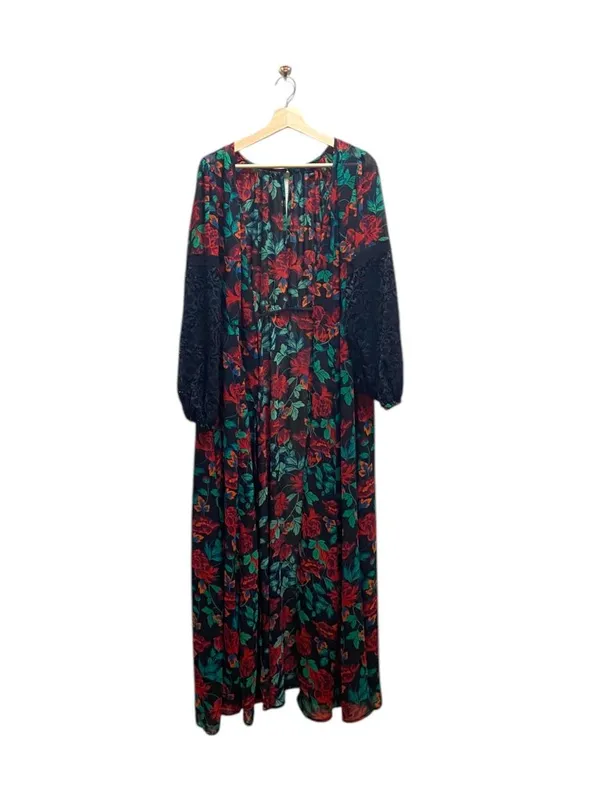 Torrid Long Line Duster Cardigan Green Size 1X Floral Spring Bohemian Coastal - Image 2