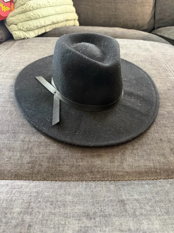 Boho Black Felt Wide Brim Cowgirl Hat  - Image 3