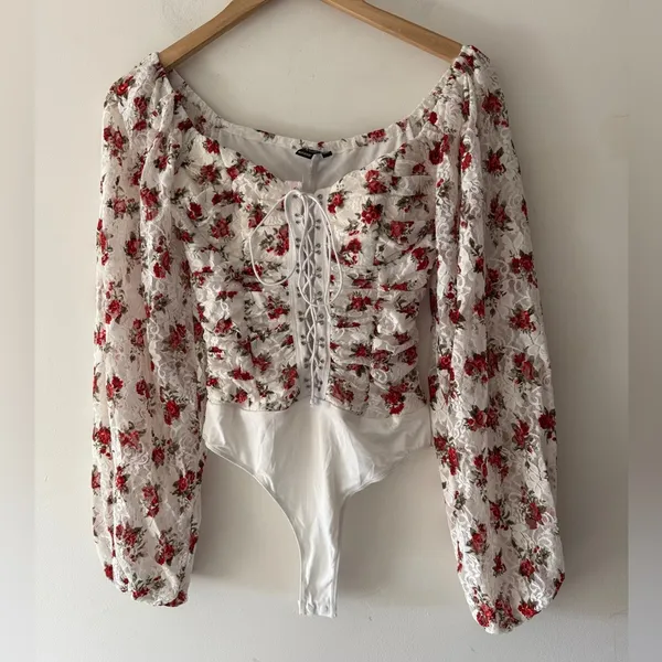 Windsor Lace and Love Floral‎ Corset Tie Up Bodysuit - Image 2