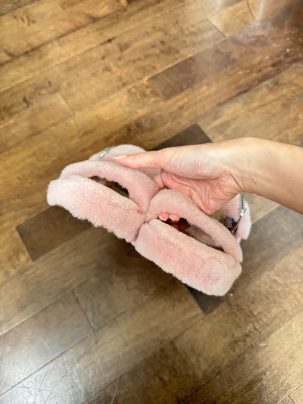 UGG Plush Shearling Slide Sandals in Light Pink size 8 - Image 5