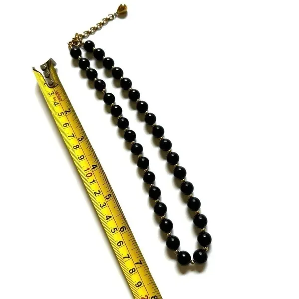 Monet vintage black beaded and gold tone spacers choker necklace - Image 5