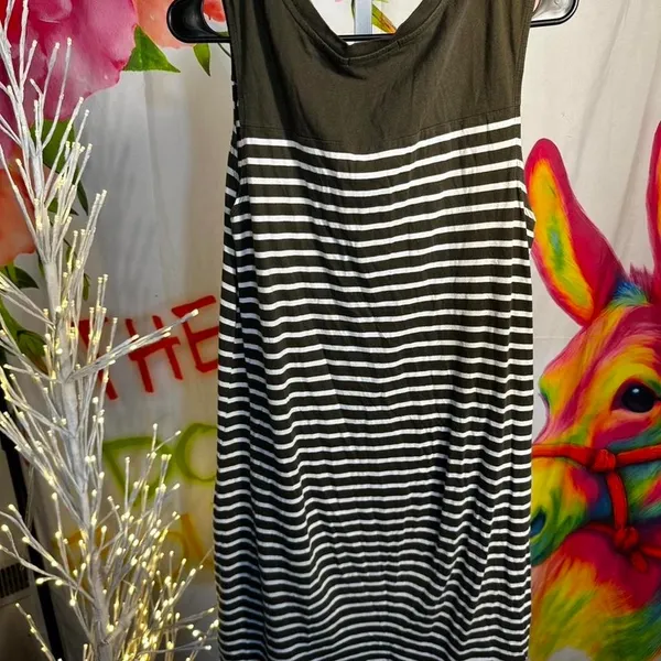 X27. Banana Republic black and white striped dress Size L - Image 3