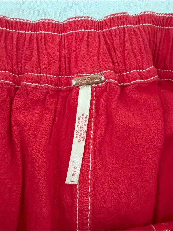 Free People Washed Tomato Red Utility Shorts Coastal Euro Summer - Image 11