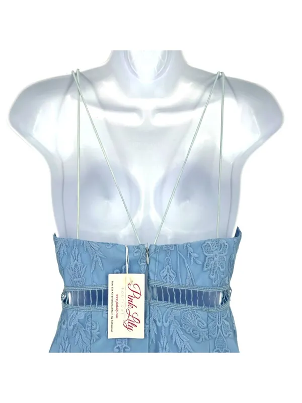 Pink Lily Lace Cutout Mini Dress Light Blue Size Small NWT Coquette Soft Girl - Image 6