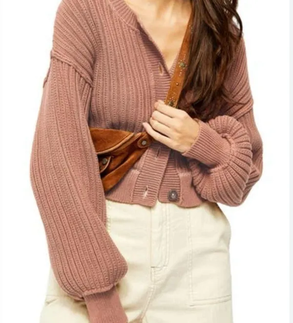 Free People ALL YOURS Cardigan in Mocha never worn - Image 2