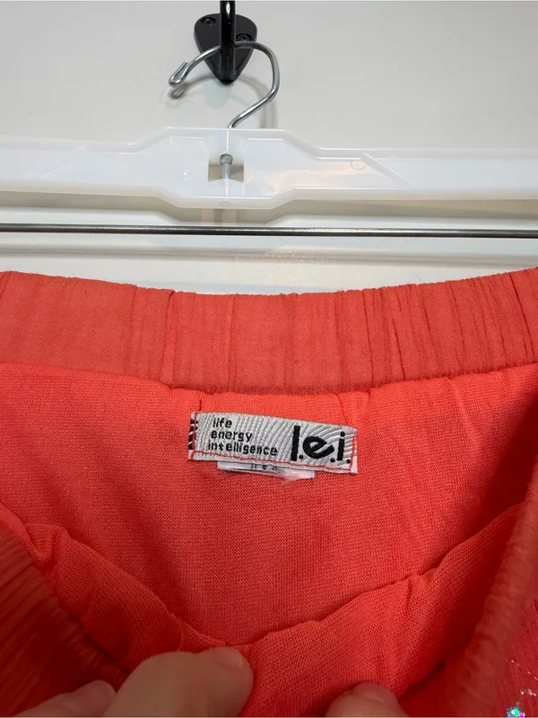 Vintage LEI Orange Sequin Embroidered Tiered Maxi Skirt Y2K Boho Festival M - Image 2