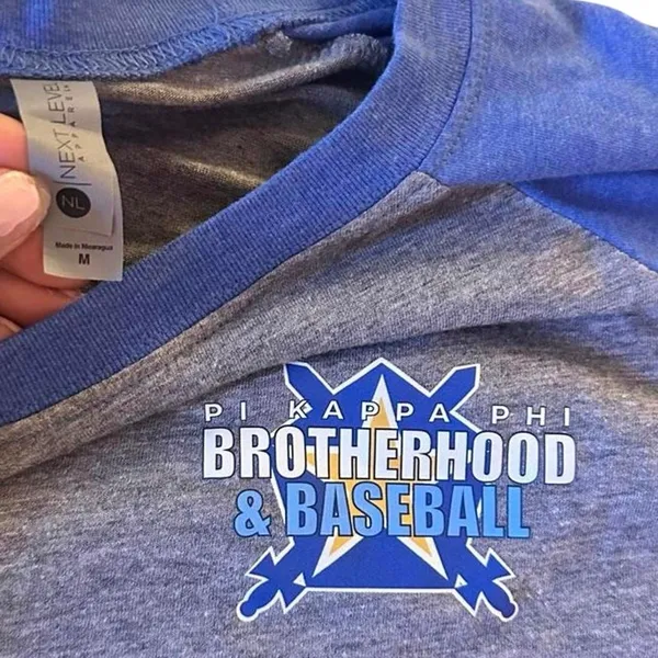 Baseball Raglan Fraternity Pi Kappa Phi Tee Shirt Blue Gray 3/4 Sleeve Medium - Image 5