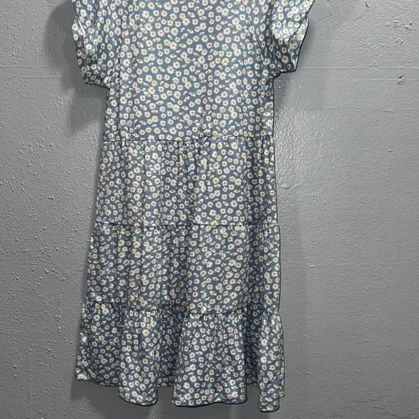 Altar'd State Blue Daisy Floral Tiered Babydoll Mini‎ Dress V-Neck Small USA - Image 3
