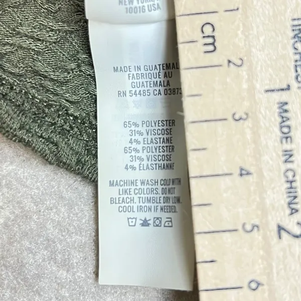 Aerie Womens Olive Green Textured Long Sleeve Crop Top Size Medium Crew Neck EUC - Image 5