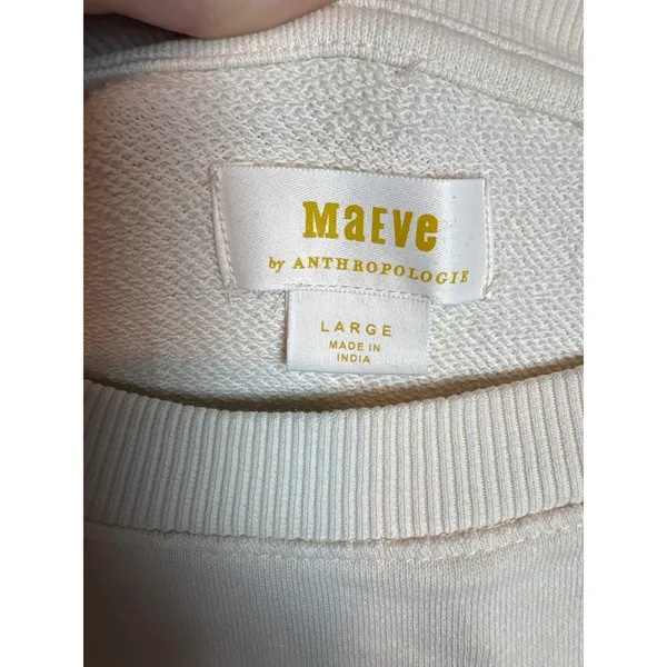 Maeve Anthropologie The Blue Pearl Miami Beach Graphic Sweatshirt Cream Large - Image 5