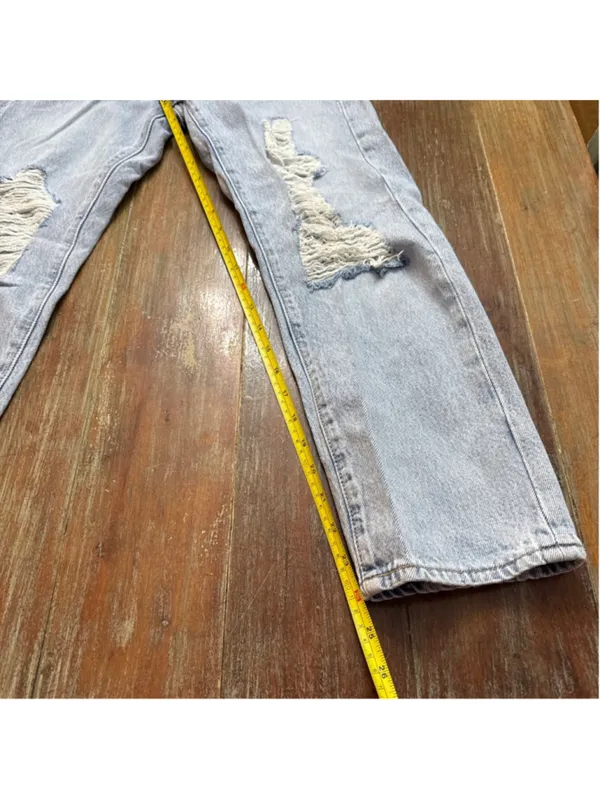 Levi's Wedgie Straight Light Blue Distressed Jeans Womens Size 26 - Image 9
