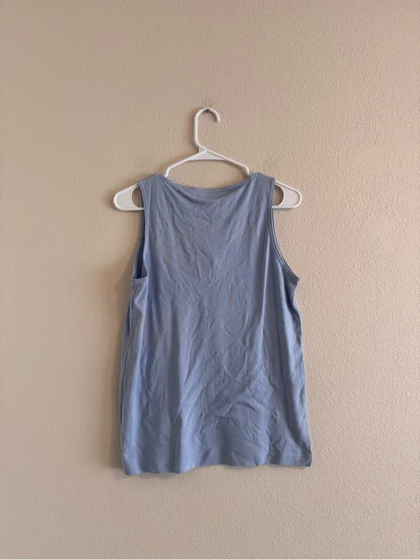 Eddie Bauer Light Blue Sleeveless Henley Tank Top - Image 3