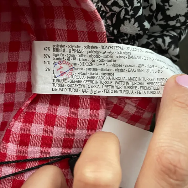 Zara NWT Red Pink Gingham Flare Cropped Pants - Image 13